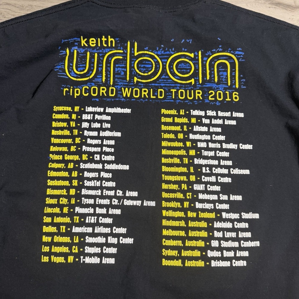 Keith Urban Ripcord World Tour 2016 T Shirt Size L Black Concert Tee Country - Picture 2 of 9